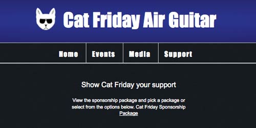 Cat Friday Air Guitar website screenshot